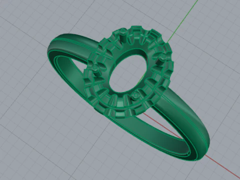 446 Oval stone ring 3D Print Model