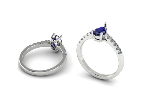 448 Ring with Pear sto 3D Print Model