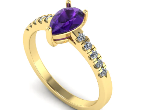448 Ring with Pear sto 3D Print Model