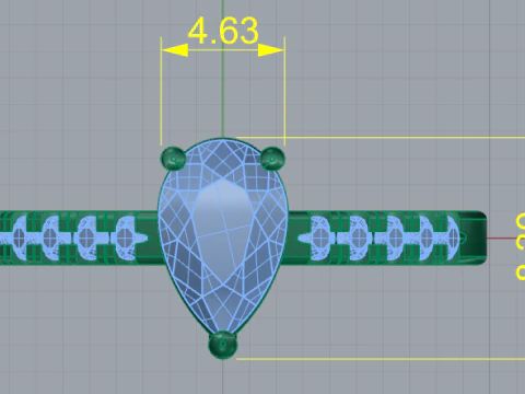 448 Ring with Pear sto 3D Print Model