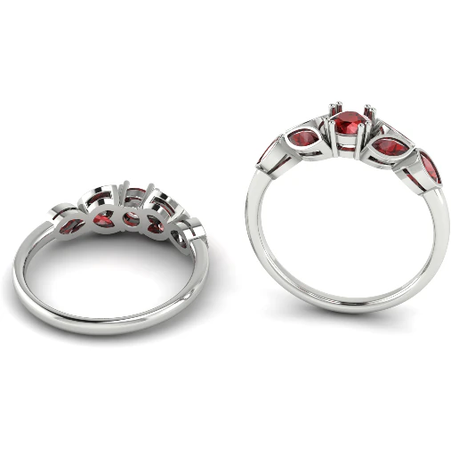 454 Ring with marquise stones 3D Print Model .c4d .max .obj .3ds .fbx .stl .blend