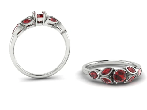 454 Ring with marquise stones 3D Print Model