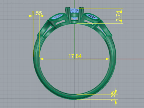 454 Ring with marquise stones 3D Print Model