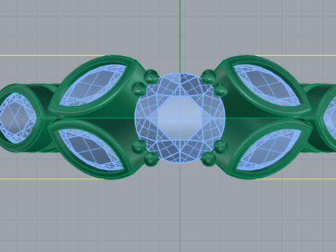 454 Ring with marquise stones 3D Принт Модель