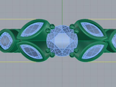 454 Ring with marquise stones 3D Print Model