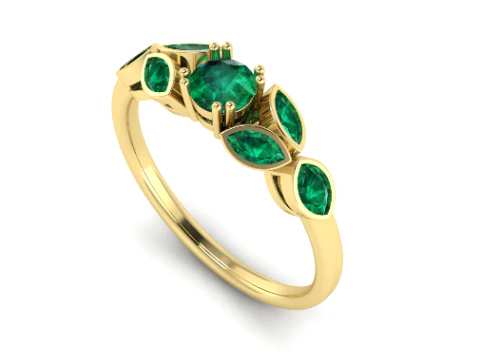 454 Ring with marquise stones 3D Print Model