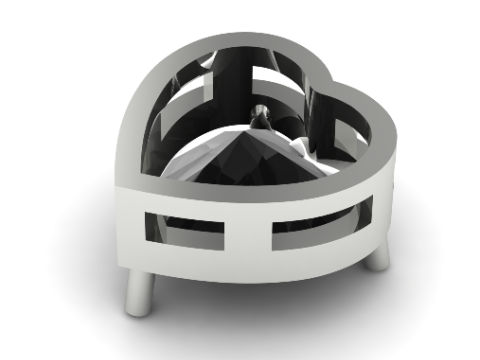 455 Ring with one stone 3D Print Model