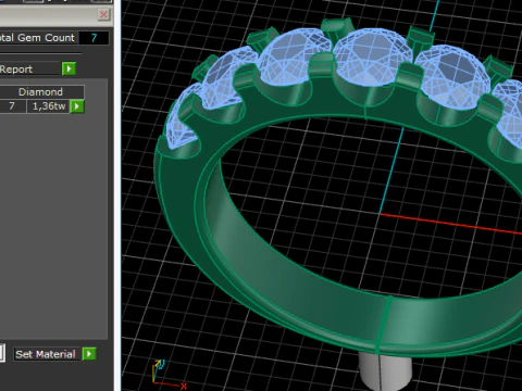 458 Ring with round stones 3D Print Model