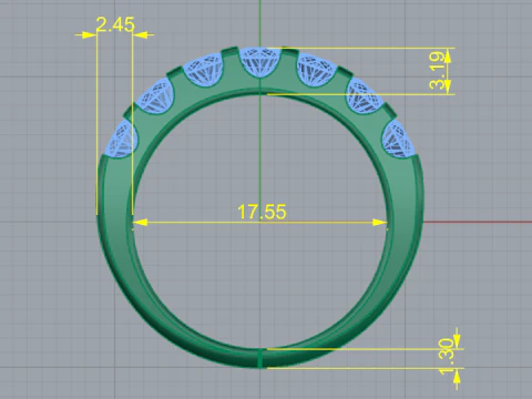 458 Ring with round stones 3D Print Model