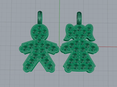 705 Pendants boy and girl 3D Print Model