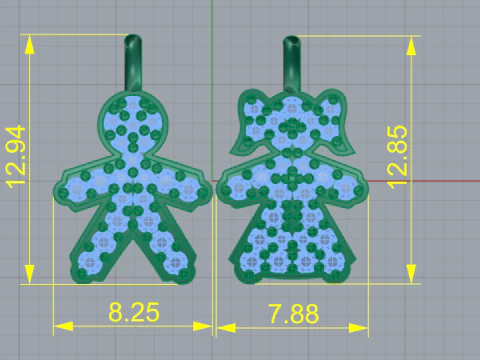 705 Pendants boy and girl 3D Print Model