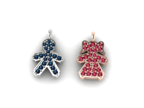 705 Pendants boy and girl 3D Print Model
