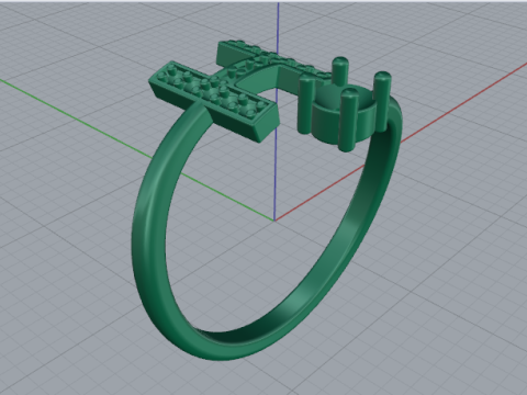 711 Ring with the letter H Modèles 3D en vedette