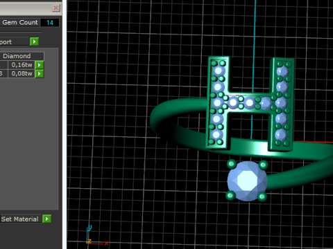 711 Ring with the letter H Modèles 3D en vedette