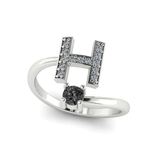 711 Ring with the letter H 3D Print Model .c4d .max .obj .3ds .fbx .stl .blend
