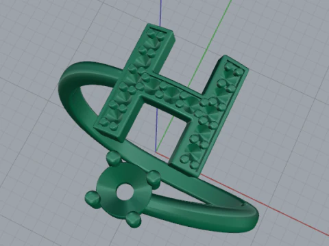 711 Ring with the letter H 3D Print Model
