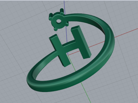 711 Ring with the letter H Modèles 3D en vedette