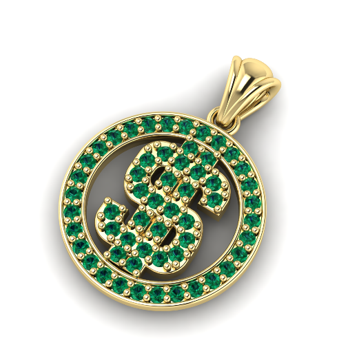 712 Pendant with dollar sign 3D 프린트 모델 .c4d .max .obj .3ds .fbx .stl .blend