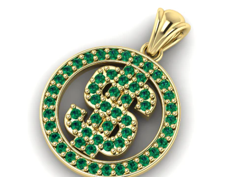 712 Pendant with dollar sign 3D Print Model