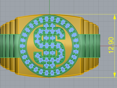 713 Dollar sign ring Modèles 3D en vedette
