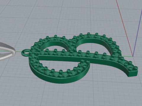 716 Pendant in the shape of the letter B 3D Print Model