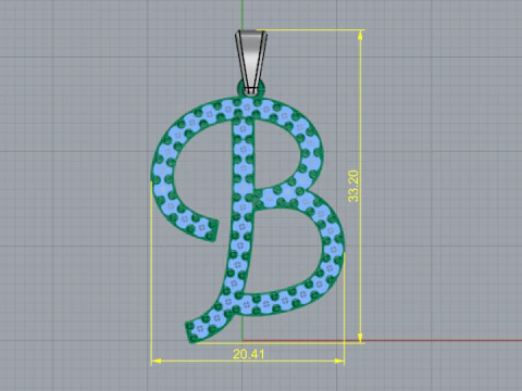 716 Pendant in the shape of the letter B 3D Print Model