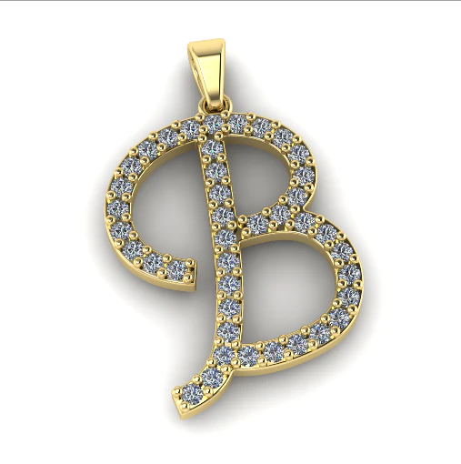 716 Pendant in the shape of the letter B 3D Print Model .c4d .max .obj .3ds .fbx .stl .blend 