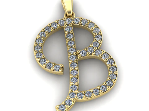 716 Pendant in the shape of the letter B 3D Print Model
