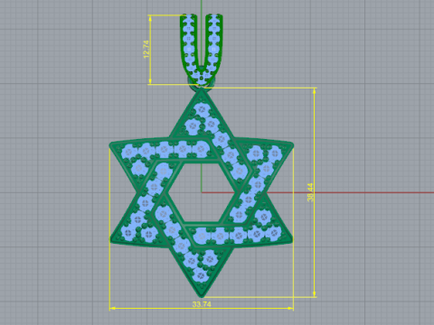 776 Pendant star of David 3D Print Model
