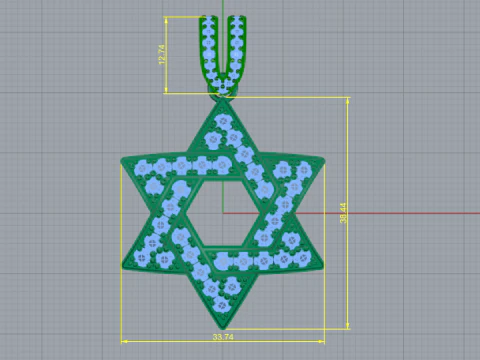 776 Pendant star of David 3D Print Model