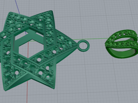 776 Pendant star of David 3D Print Model