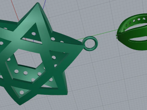 776 Pendant star of David 3D Print Model