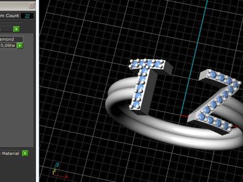 832 Ring with letters T Z 3D Print Model