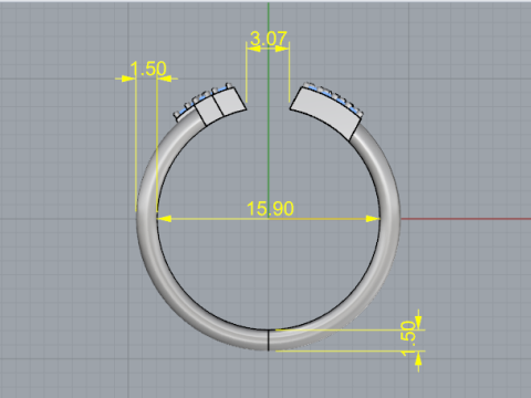 832 Ring with letters T Z 3D Print Model