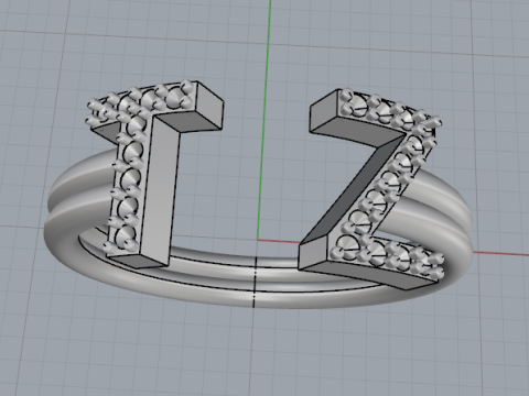 832 Ring with letters T Z 3D Print Model
