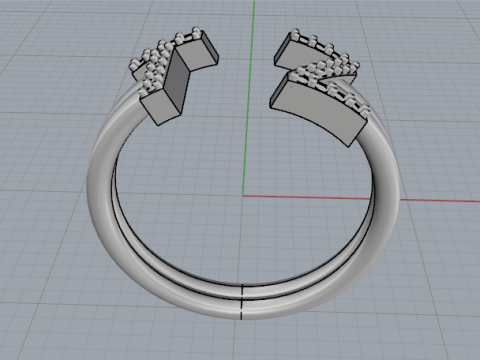832 Ring with letters T Z 3D Print Model