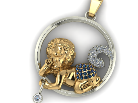 846 Baby Angel Pendant 3D Print Model