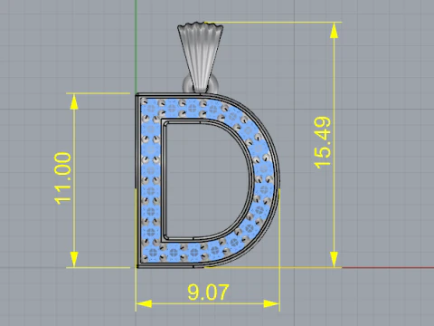 849 Pendant letter D 3D Print Model