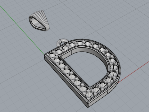 849 Pendant letter D 3D 打印模型
