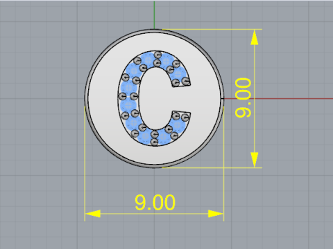 858 Pendant with the letter C Model do druku 3D