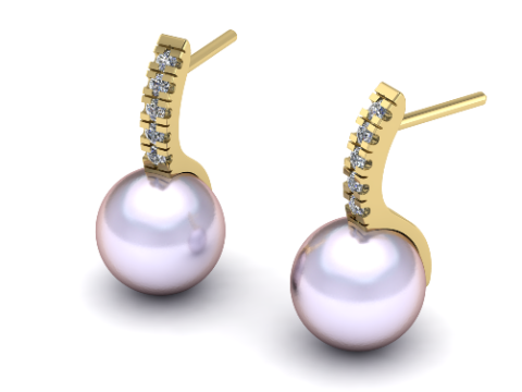 877 Earrings with pearls 3D Print Model
