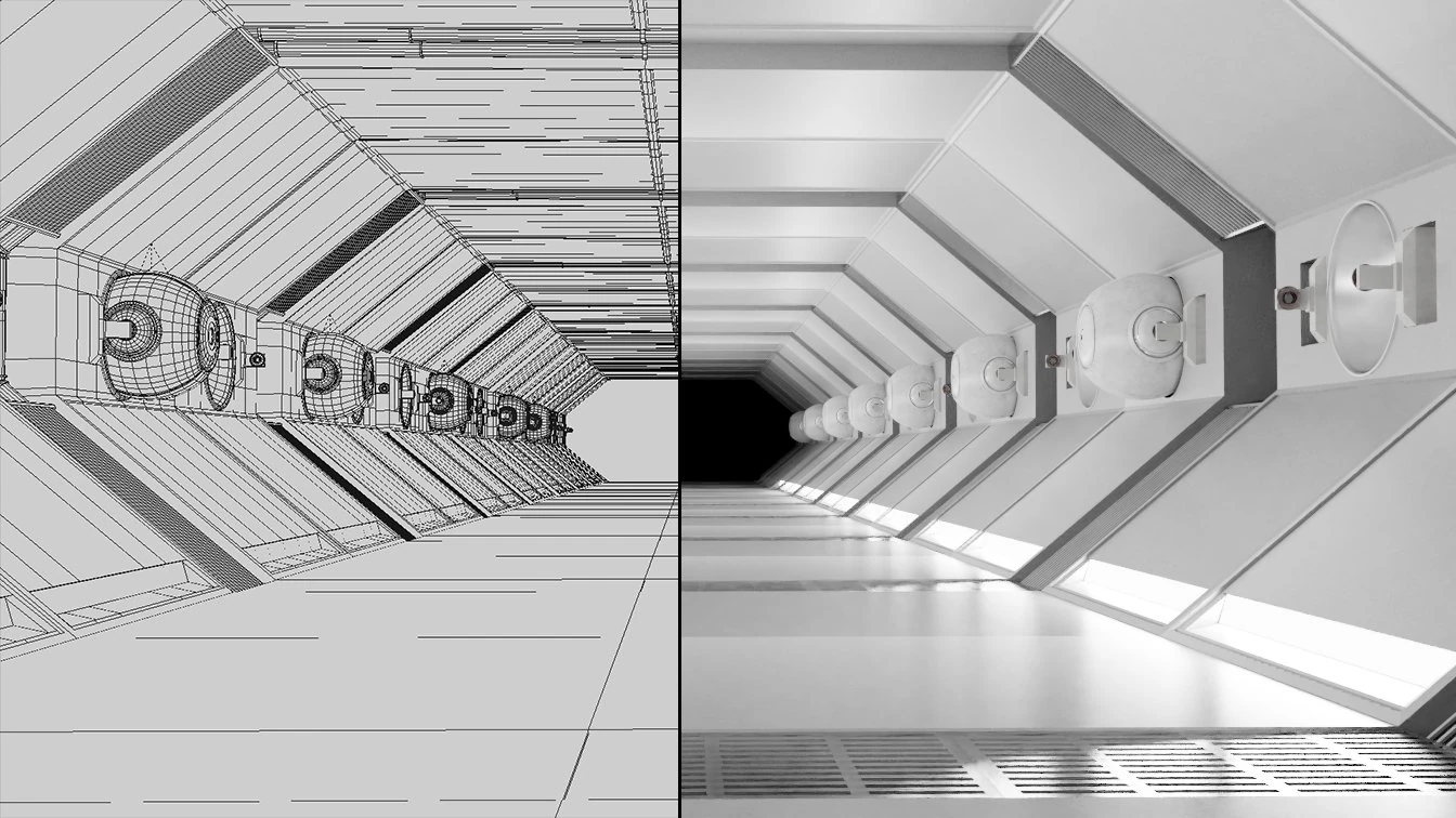sci fi corridor white low-poly 3D Model .c4d .max .obj .3ds .fbx .stl .blend