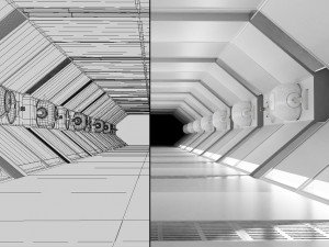 sci fi corridor white low-poly 3D Model