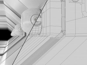 sci fi corridor white low-poly Modello 3D
