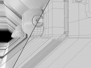 sci fi corridor white low-poly 3D Model