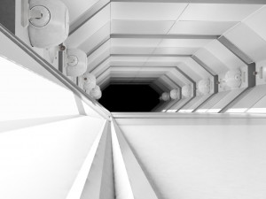 sci fi corridor white low-poly Modello 3D