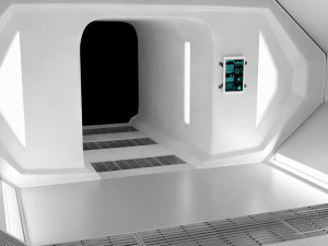 sci fi corridor white low-poly Modello 3D