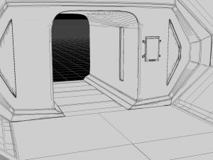 sci fi corridor white low-poly Modello 3D