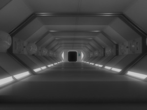 sci fi corridor white low-poly Modello 3D
