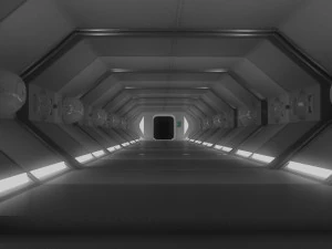 sci fi corridor white low-poly 3D Model